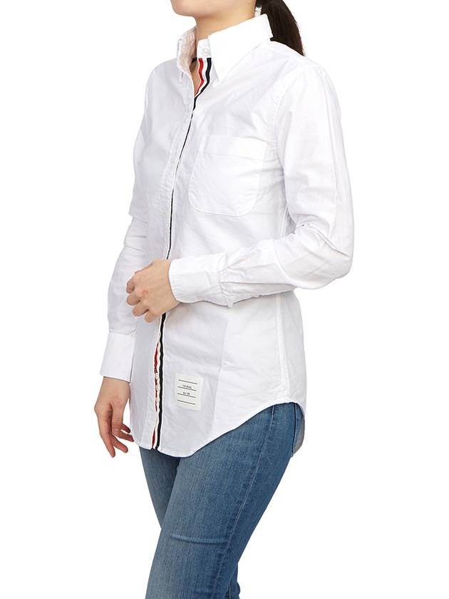 Button Down Cotton Oxford Long Sleeve Shirt White - THOM BROWNE - BALAAN 9