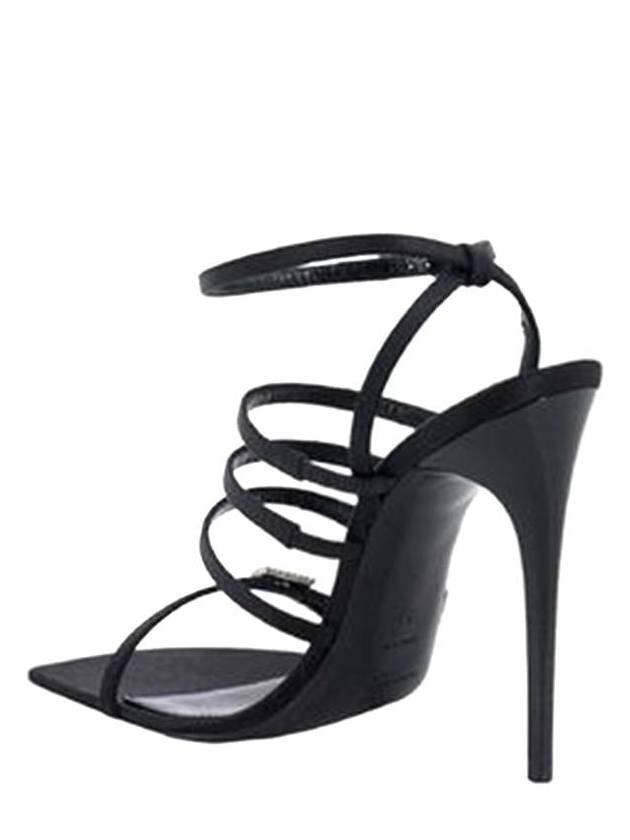 Jerry Logo Satin Sandals Heel Black - SAINT LAURENT - BALAAN 4