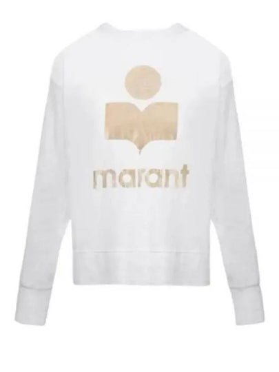 Klowia Logo Print Linen Sweatshirt White Light Gold - ISABEL MARANT - BALAAN 2