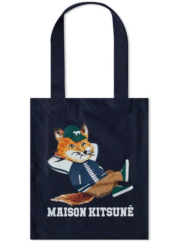 Dressed Fox Vertical Cotton Canvas Tote Bag Navy - MAISON KITSUNE - BALAAN 2