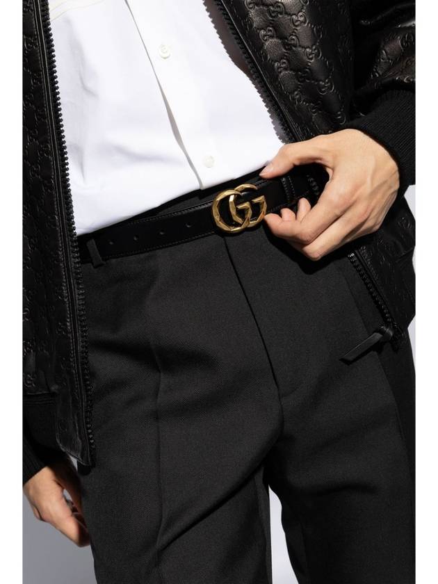 GG Marmont Leather Belt Black - GUCCI - BALAAN 3