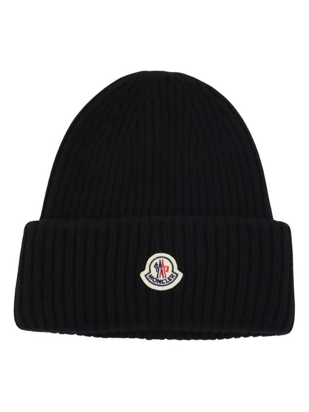 Logo Wool Cashmere Beanie 3B00066 M1127 999 - MONCLER - BALAAN 1