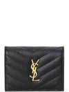 Monogram Caviar Leather Flap Card Wallet Black - SAINT LAURENT - BALAAN 2