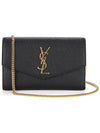 Monogram Uptown Chain Embossed Leather Long Wallet Black - SAINT LAURENT - BALAAN 6