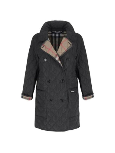 Tything Diamond Quilted Double Coat Black - BURBERRY - BALAAN 1