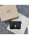 Metal Logo Leather Card Wallet Gold Black - AMI - BALAAN 3