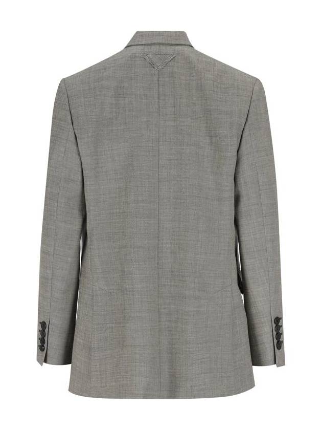 Double-Breasted Grisaille Jacket Grey - PRADA - BALAAN 3