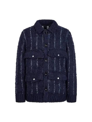 Men's pattern jacquard hairy knit jacket navy 271934 - SACAI - BALAAN 1