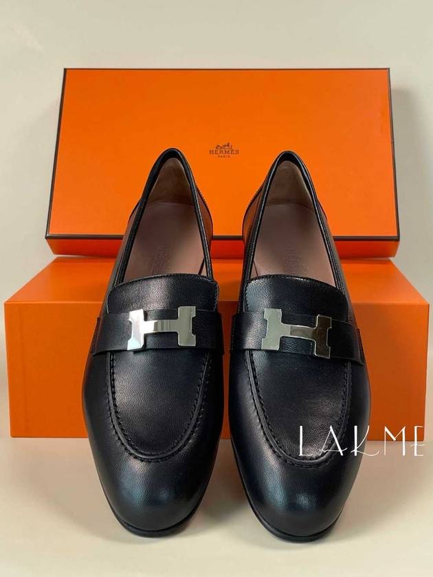 Paris Loafers Goatskin Palladium Noir - HERMES - BALAAN 2