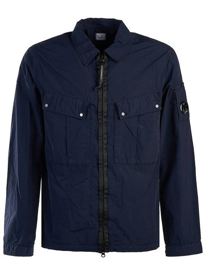 Lens Wappen Double Pocket Over Long Sleeve Shirt Navy - CP COMPANY - BALAAN 2