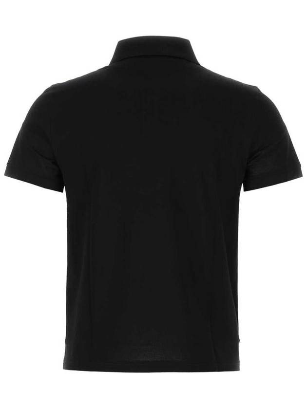 Men's Monogram Cotton Short Sleeve Polo Shirt Black - SAINT LAURENT - BALAAN 3