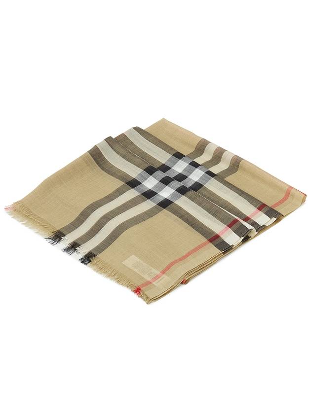 Check Wool Silk Scarf Beige - BURBERRY - BALAAN 3