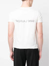 Reverse Logo Print Cotton Short Sleeve T-Shirt White - SAINT LAURENT - BALAAN 5