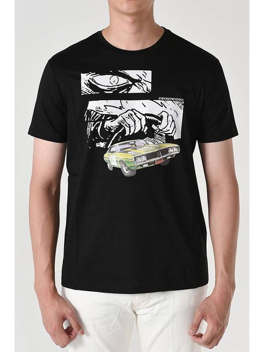 graphic print short sleeve t shirt black - EMPORIO ARMANI - BALAAN 2