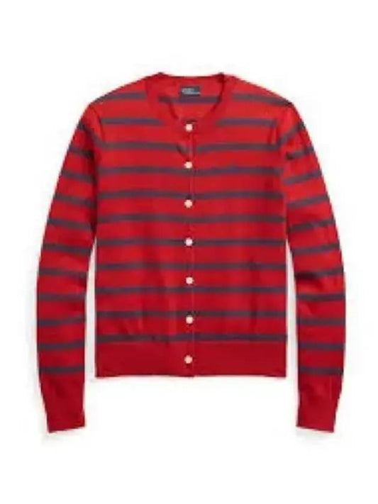 W Striped Cotton Blend Cardigan Red - POLO RALPH LAUREN - BALAAN 1