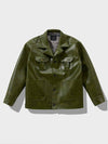 Single Safari Leather Jacket Olive - FFEFF STUDIO - BALAAN 1