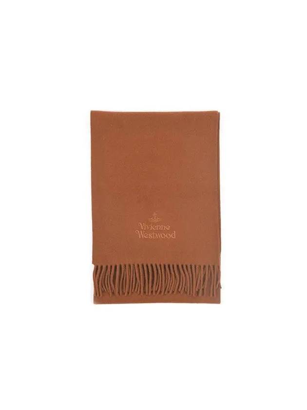 Embroidered Logo Wool Muffler Brown - VIVIENNE WESTWOOD - BALAAN 2