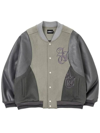 Wool Miss Varsity Stadium Jacket Gray - AJOBYAJO - BALAAN 2