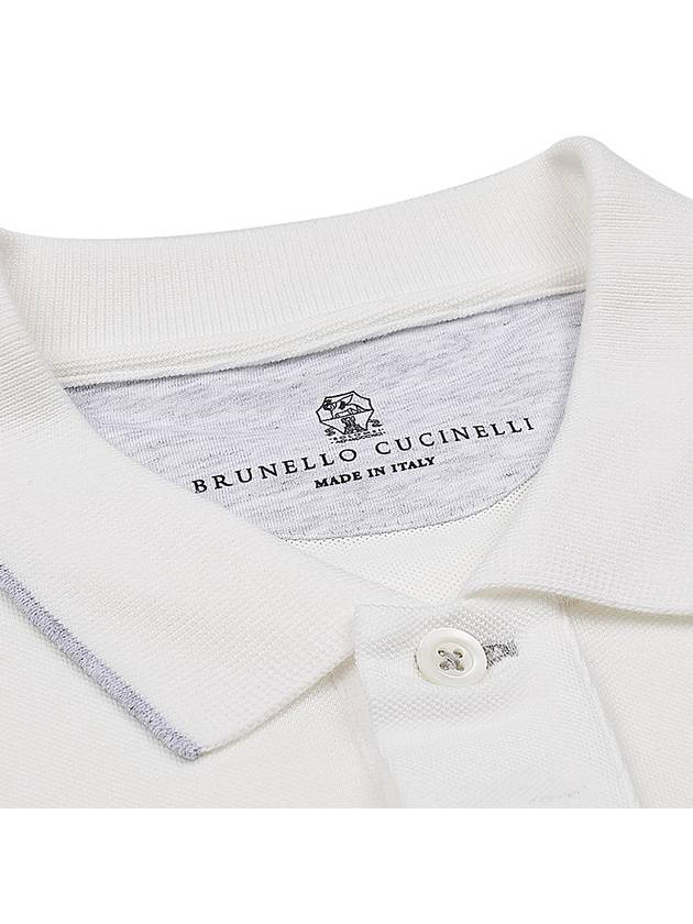 Logo Embroidered Short Sleeve Polo Shirt White - BRUNELLO CUCINELLI - BALAAN 6