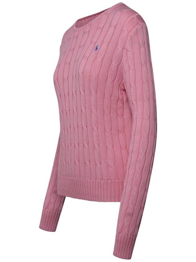 Embroidered Logo Pony Cable Knit Top Pink - POLO RALPH LAUREN - BALAAN 3