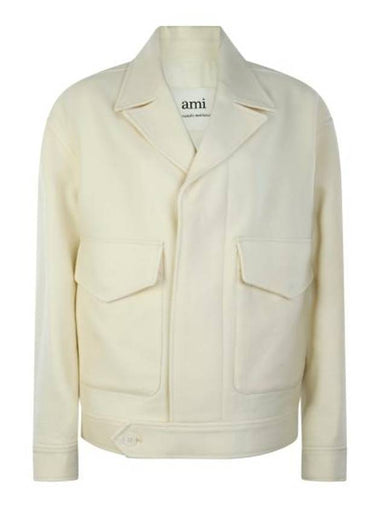 Virgin Wool Pocket Jacket Ivory - AMI - BALAAN 1