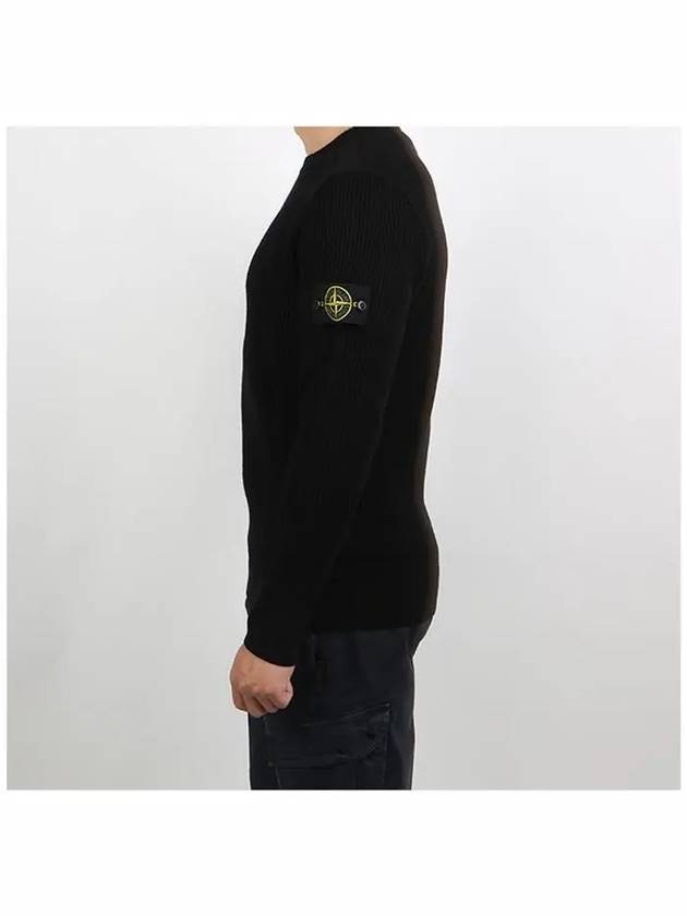 Full Rib Pure Wool Crewneck Knit Top Navy - STONE ISLAND - BALAAN 4