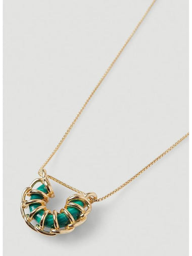 Weave Pendant Necklace Gold Green - BOTTEGA VENETA - BALAAN 1