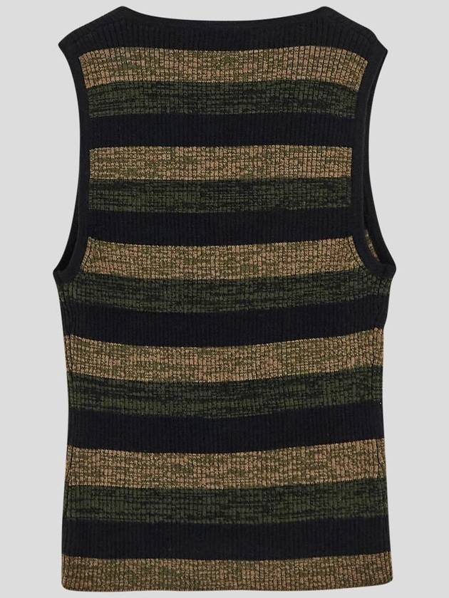 Striped Rib Merino Wool Tie Sleeveless - GANNI - BALAAN 3