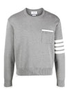 Milano Stitch 4-Bar Boxy Crew Neck Pullover Knit Top Grey - THOM BROWNE - BALAAN 2