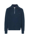 Bold Fox Head Patch Half Zip Knit Top Ink Blue - MAISON KITSUNE - BALAAN 2