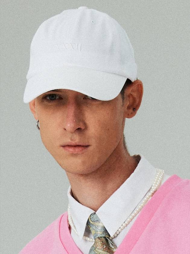 Unisex Signature Embroidery Ball Cap White - LMN3011 - BALAAN 1