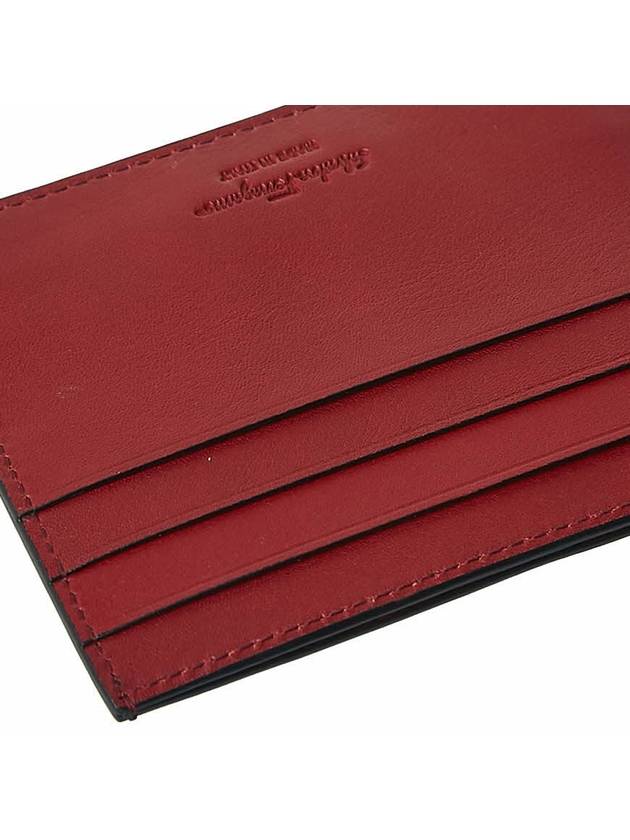 Men's Double Gancini Decorative Card Wallet 66 A302 NERO RED 0698914 - SALVATORE FERRAGAMO - BALAAN 9