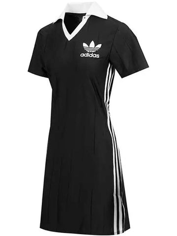 Adicolor 3 Stripe Pinstripe Short Dress Black - ADIDAS - BALAAN 1