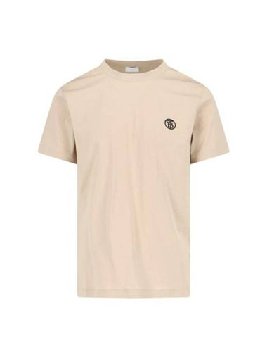 Embroidered Logo Short Sleeve T-Shirt Beige - BURBERRY - BALAAN 1