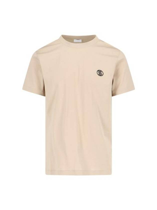 Embroidered Logo Short Sleeve T-Shirt Beige - BURBERRY - BALAAN 1