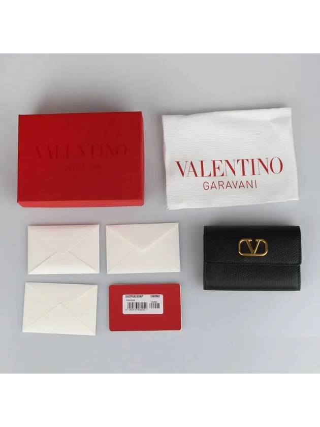 V Logo Signature Card Wallet Black - VALENTINO - BALAAN 3