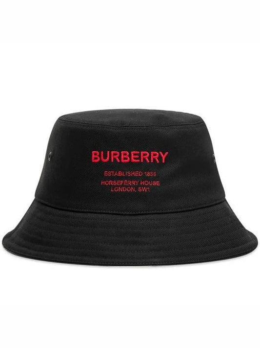 Horseferry Motif Cotton Bucket Hat Black - BURBERRY - BALAAN 1