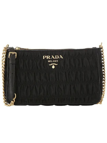 Pocono Gaufre Chain Shoulder Bag Black - PRADA - BALAAN 1