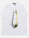 Pin Print Cotton Short Sleeve T-Shirt White - VERSACE - BALAAN 4