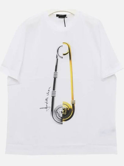 Pin Print Cotton Short Sleeve T-Shirt White - VERSACE - BALAAN 2