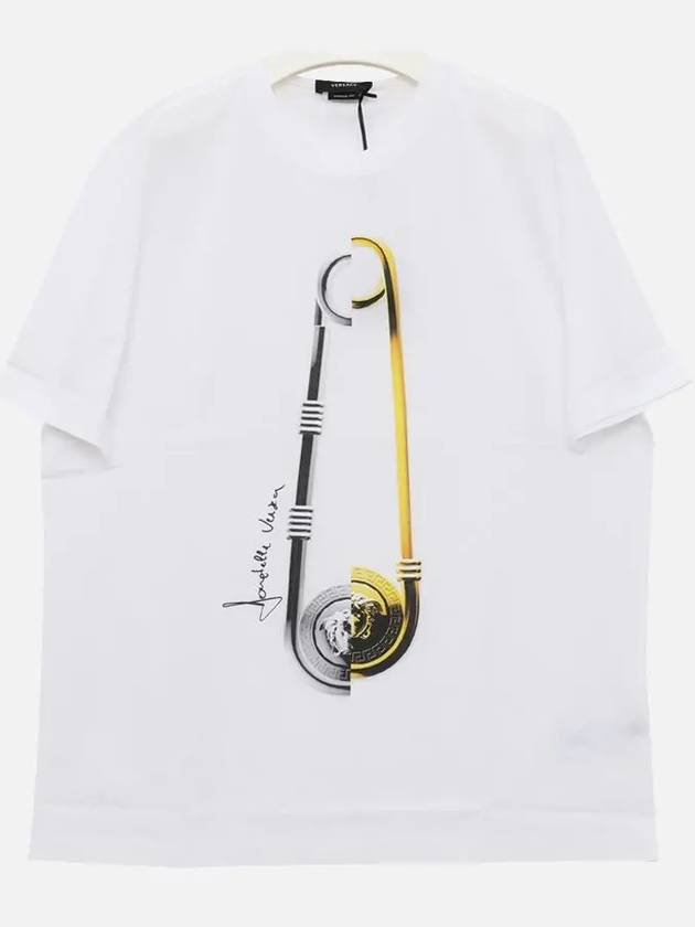 Pin Print Cotton Short Sleeve T-Shirt White - VERSACE - BALAAN 4