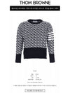 Bicolor Twist Cable 4 Bar Crew Neck Knit Top Navy - THOM BROWNE - BALAAN 3