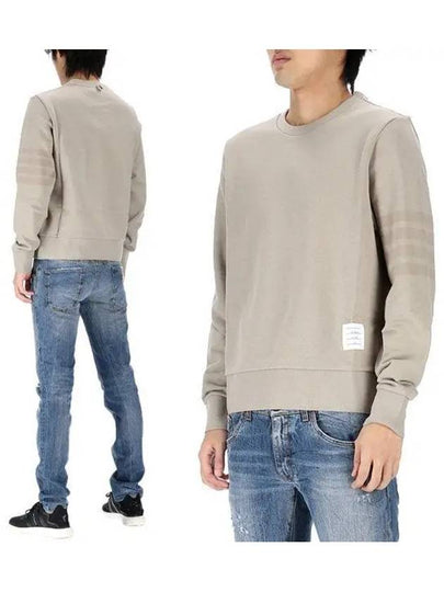 Classic Loopback Tonal 4 Bar Crewneck Knit Top Beige - THOM BROWNE - BALAAN 2