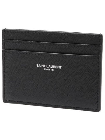 Silver Logo Double Sided Card Business Wallet Women s - SAINT LAURENT - BALAAN 1