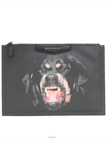 Rottweiler black medium clutch zipper pouch - GIVENCHY - BALAAN 1