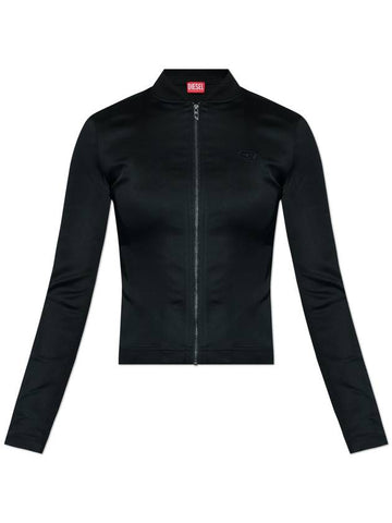 G Oper Rib Knit Stretch Satin Zip-Up Jacket Black - DIESEL - BALAAN 1