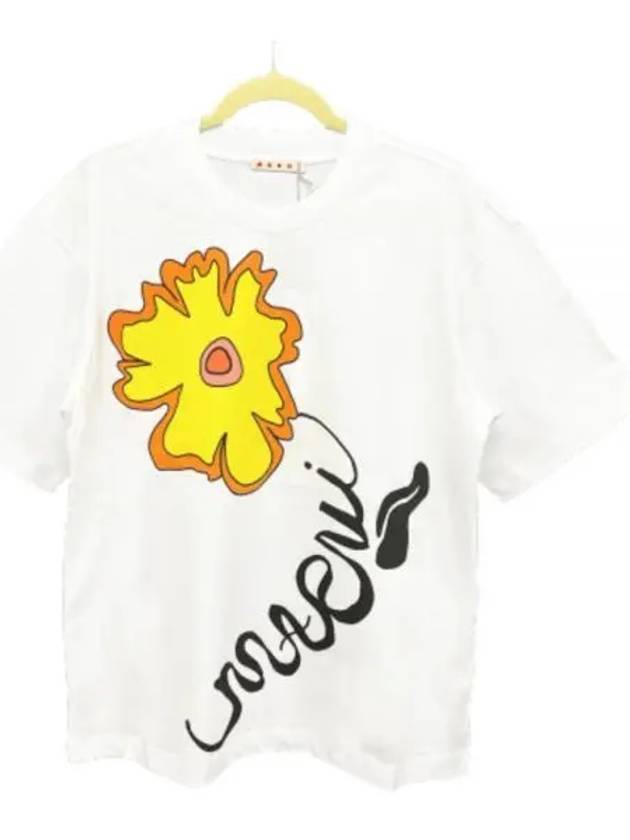 Flower Logo Short Sleeve T Shirt White THJET49EPLUSCS59 - MARNI - BALAAN 1