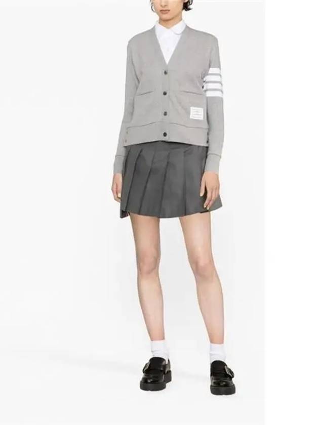 4-Bar Loopback Jersey Cardigan Light Grey - THOM BROWNE - BALAAN 4