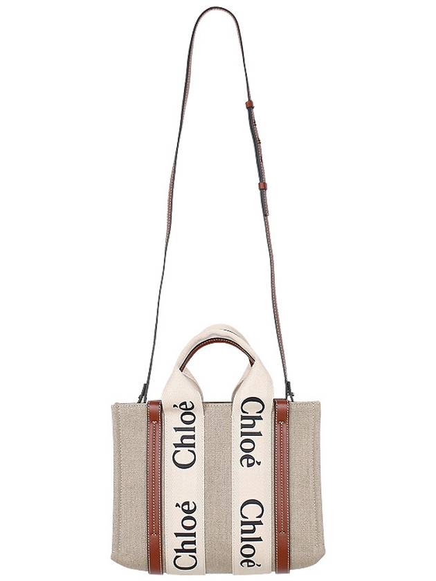 Woody Small Canvas Tote Bag White Brown Beige - CHLOE - BALAAN 4