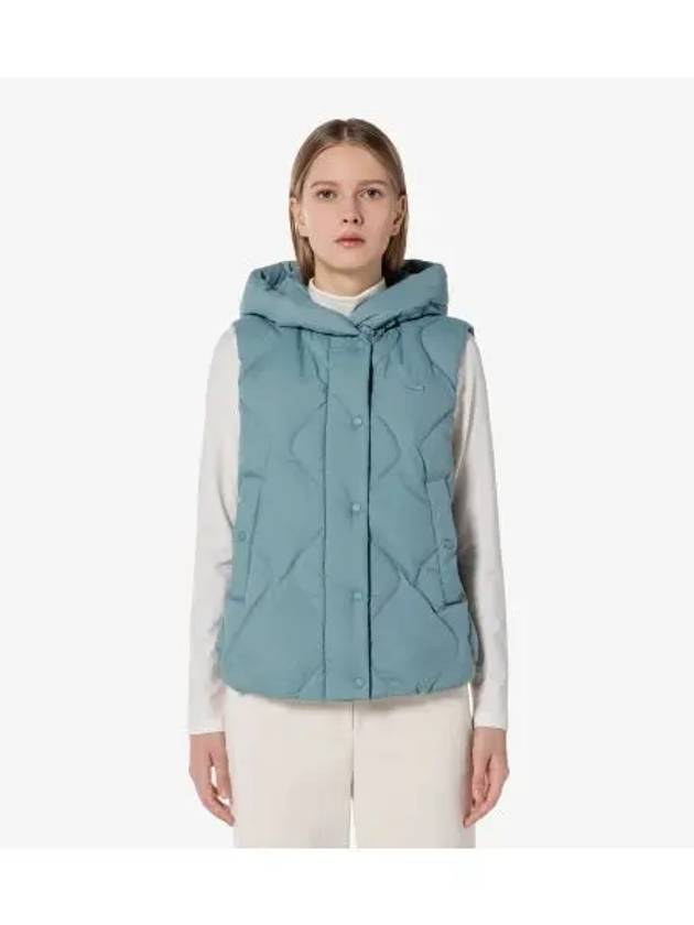 Women s Hooded Quilted Down Vest T rkiye Blue - LACOSTE - BALAAN 1